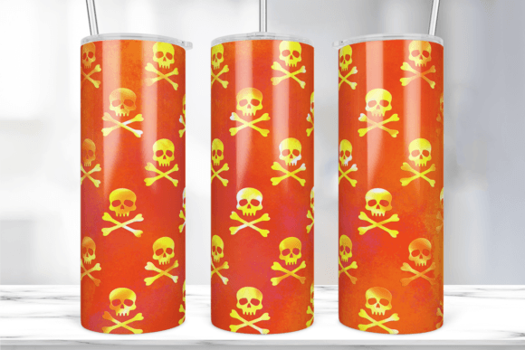 20 Oz Skulls Halloween Tumbler Wrap: Graphics & Print Templates