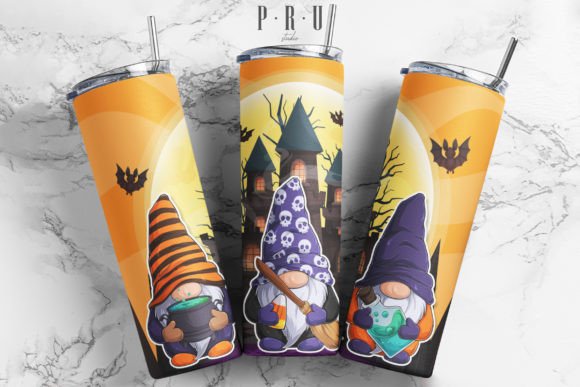 20oz Skinny Tumbler Halloween Gnome PNG: Graphics for Crafts