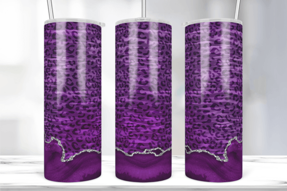 Agate Purple Leopard Tumbler Wrap: Graphics & Print Templates