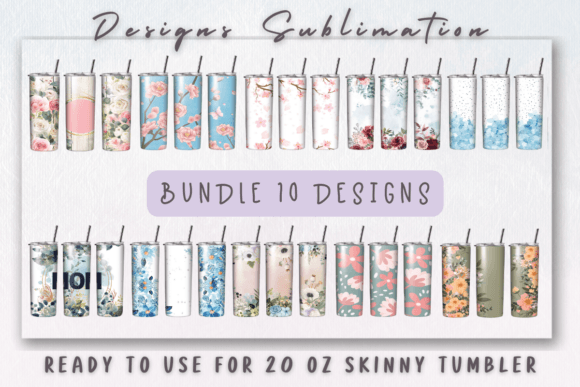 BUNDLE 10 Designs Flowers Tumbler Wrap: Graphics & Print Templates