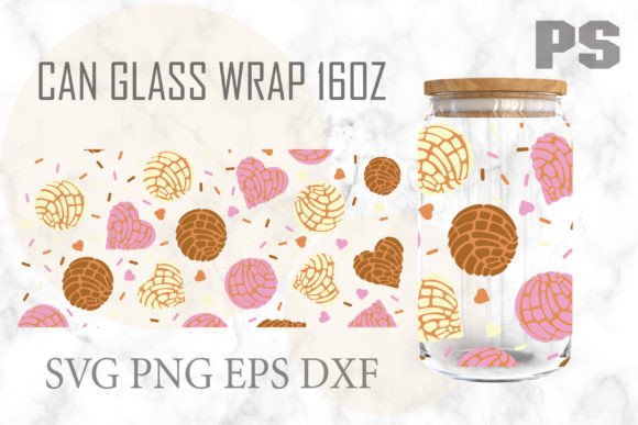 Concha Can Glass SVG Graphics for Tumbler Wraps