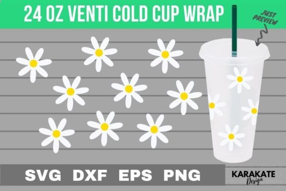 Daisy Flower, 24 Oz Venti Cup Wrap