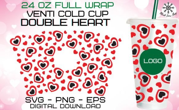Double Heart Wrap Venti Cold Cup Graphics