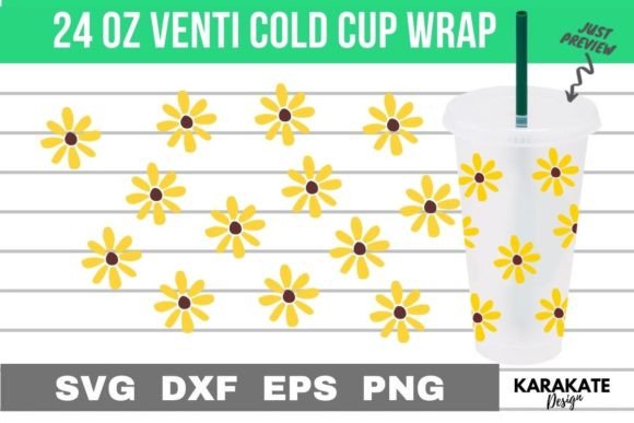 Drawn Sunflower Cup Wrap: Graphics for Crafts & Branding
