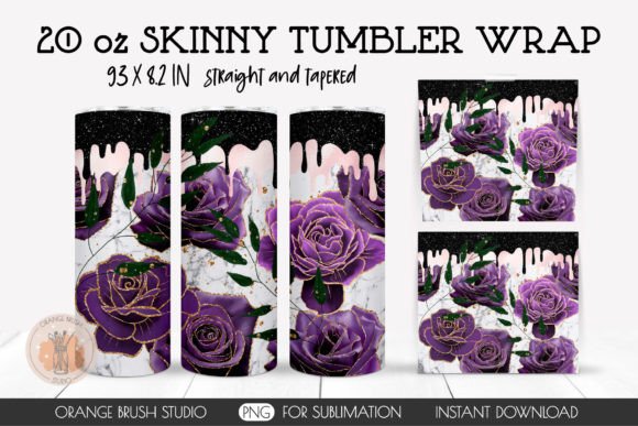 Dripping Goth Rose Skinny Tumbler Wrap: Graphics for Crafts & Editorial Edge