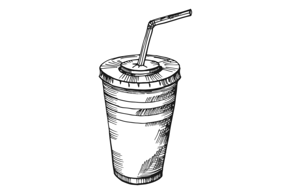 Fast Food Plastic Cup with Straw. Hot or