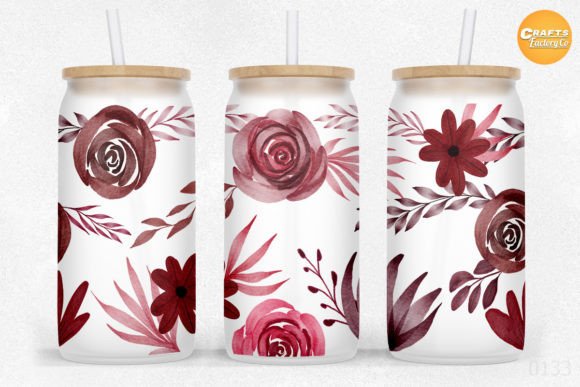 Flower 16 Oz Libbey Glass Can Tumbler Graphics & Crafts