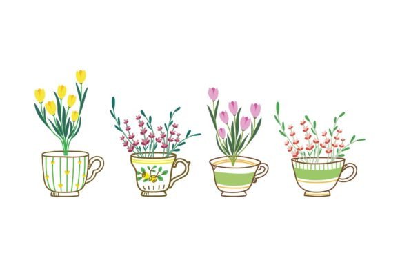Flower in Cup: Handmade Graphics & Illustrations for Real Crafting
