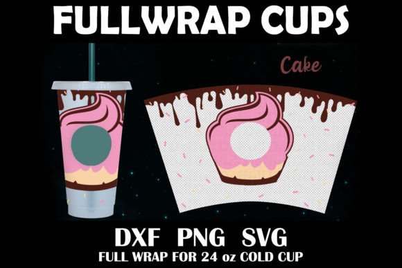 Full Wrap 24 Oz Cold Cup Cake Chocolate Graphics