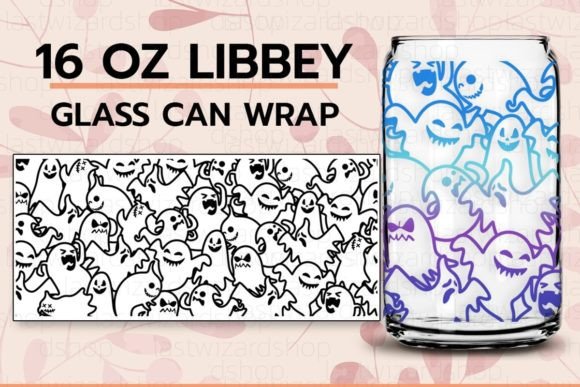 Ghost Boo 16oz Libbey Can Wrap SVG: Graphics & Print Templates