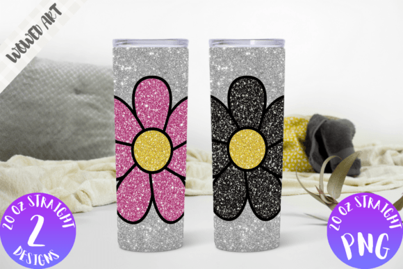 Glitter Flower 20 Oz Tumbler Wrap: Graphics for Crafts & Branding