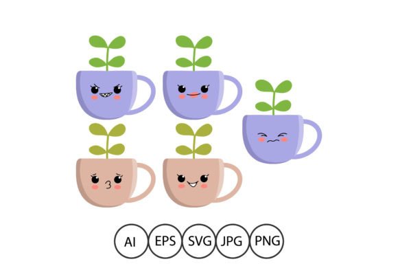 Kawaii Flower Cup: Graphics & Illustrations for Content Publishers