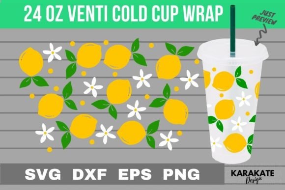 Lemon Flower Graphics: Crafts-Ready Venti Cup Wrap