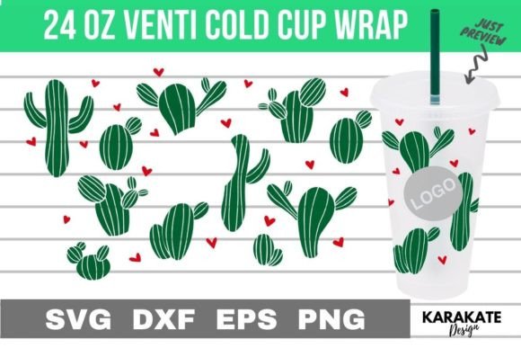 Mini Cactus Venti Hole Wrap SVG for Crafts & Graphics