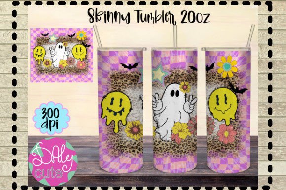 Pink Halloween Tumbler PNG, 20oz Retro — Graphics & Print Templates