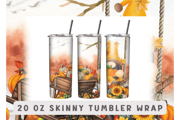 Pumpkin Fall Gnome Tumbler Sublimation Graphics