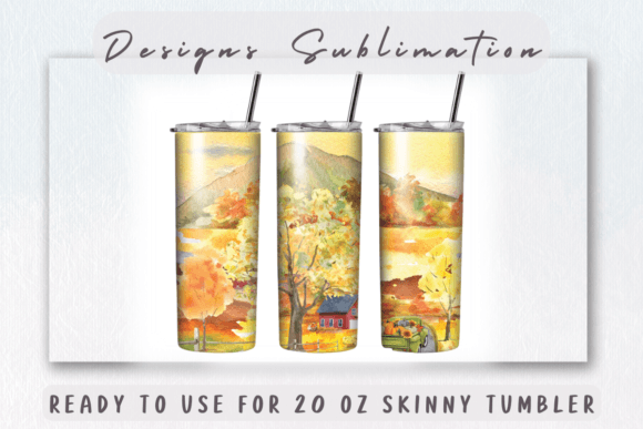 Pumpkin Fall Truck Skinny Tumbler Wrap: Graphics & Print Templates