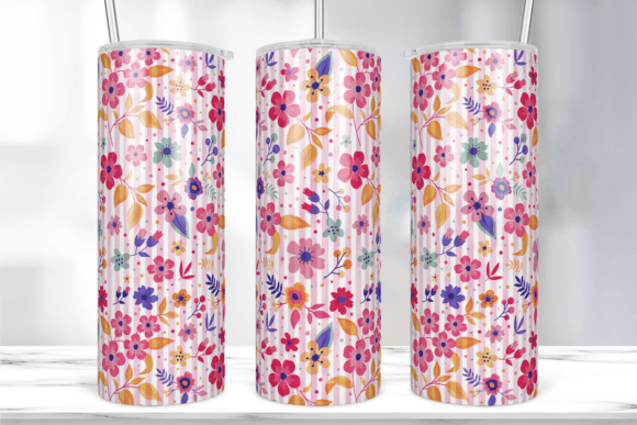 Seamless Pink Floral Tumbler Wrap: Graphics & Print Templates