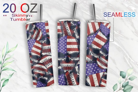 Skull Color America Flag Tumbler Graphics & Print Templates
