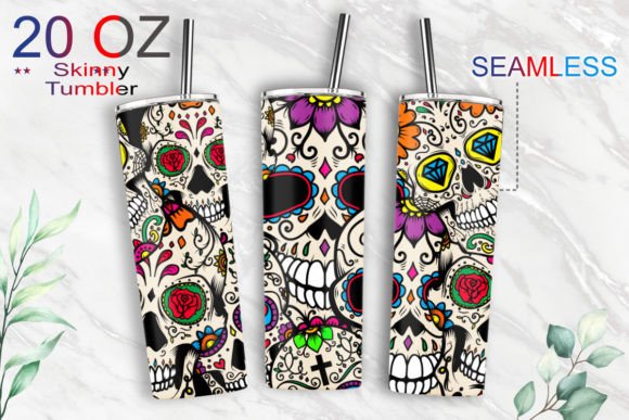 Skull Flower 20oz Tumbler Graphics & Print Templates