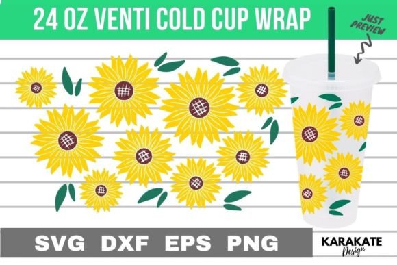 Sunflower with Leaf 24 Oz Venti Cup Wrap: Graphics for Crafts