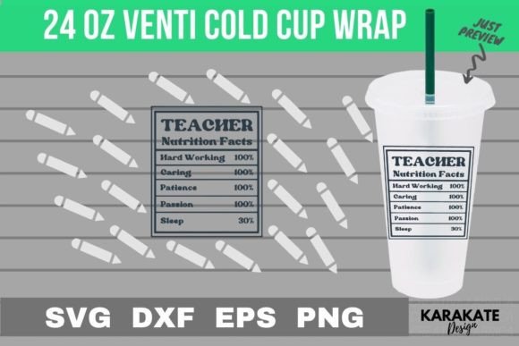 Teacher Nutrition Venti Cup Wrap: Graphics for Crafts