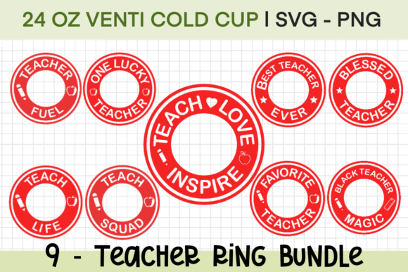 Teacher Ring Bundle for Cold Cup Wrap: Graphics & Crafts