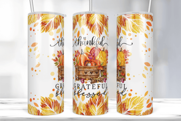 Thankful Pumpkin Tumbler Wrap: Graphics & Print Templates