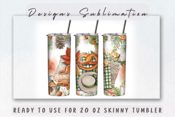Watercolor Fall Tumbler Wrap: Graphics & Print Templates