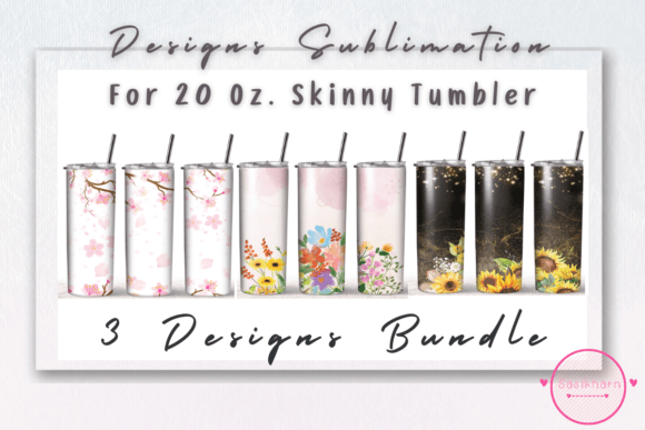 Watercolor Flowers Sublimation Tumbler: Graphics & Print Templates